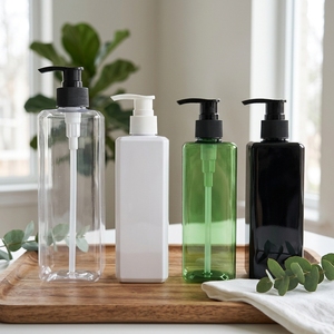 Bouteille de shampoing écologique carrée <span class=keywords><strong>noire</strong></span>, conteneur de gel douche et de nettoyant corporel 500 ml, flacon de shampoing pour cheveux en plastique avec logo - Product Image 2