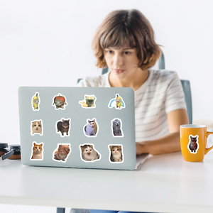 500 uds/rollo <span class=keywords><strong>gatos</strong></span> Meme pegatinas de vinilo para ordenador portátil calcomanías decorativas embalaje personalizado divertido gato expresión etiquetas regalos promocionales - Product Image 6
