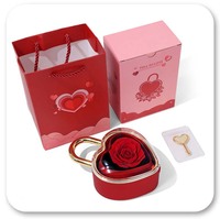 Boîte à bijoux classique en plastique avec rose éternelle Love Lock Flip-Over, gravure personnalisée, collier, cadeau pour la Saint-Valentin