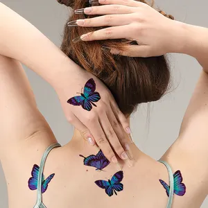 Autocollant de tatouage de langue de haute qualité femmes temporaire pour enfant fille papillon tatouage semi-permanent art corporel étanche 15 jours