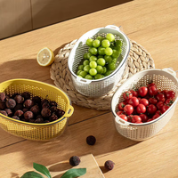 Panier de vidange double couche en plastique de qualité alimentaire pour évier de cuisine, multifonctionnel pour le lavage du riz et des légumes domestique