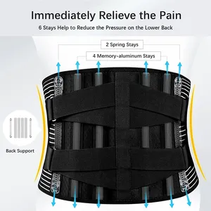 Faja Lumbar de Nylon con 6 Varillas, Antideslizante, Ortopédica, Transpirable, Soporte para la Cintura, para Alivio del Dolor en el Gimnasio - Product Image 2