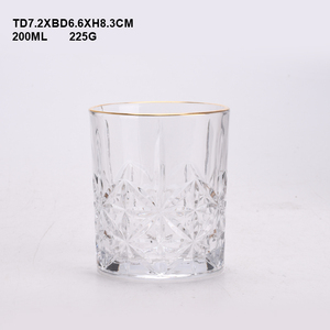 Bicchiere da whisky in cristallo con bordo dorato, inciso, stile americano, per bevande, <span class=keywords><strong>tazza</strong></span> da bourbon, bicchiere goffrato per whisky - Product Image 1
