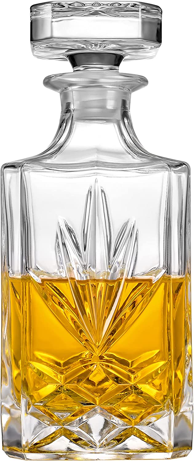 Whiskey Decanter with Glass Stopper Lead-Free Glass 25.3 oz/ 750ml Decanter