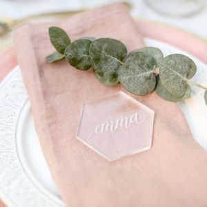 JIN PENG Tarjetas de Lugar de Acrílico Dorado con Estampado en Caliente y Soporte para Bodas, Banquetes, Reuniones, Fiestas, Etiquetas de Asientos - Product Image 5