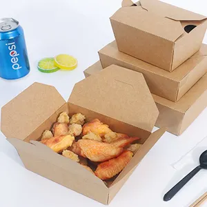 저렴한 도매 가격 한 번 도시락 테이크 어웨이 용기 프라이드 치킨 패스트 푸드 종이 상자 뚜껑이있는 음식 용기