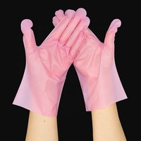 Gants ménagers en TPE ambidextres, texture givrée, lavage de la vaisselle, résistants à l'huile, imperméables, gants jetables en PE roses pour le nettoyage