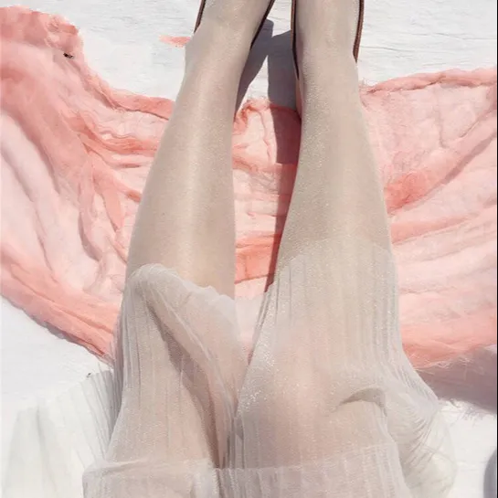 Sıcak satış çıplak türkiye külotlu kadın şeffaf tayt 5D kontrol üst külotlu çorap takviyeli ayak
