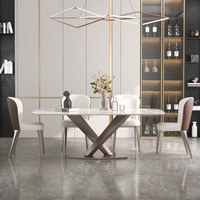 Table à manger moderne en pierre frittée avec plateau en acier inoxydable italien