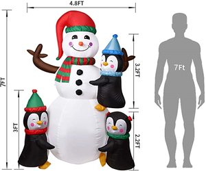 In Stock Inflatable Outdoor Sitting Inflated Large Snow Man <strong>Winter</strong> Yard Luminous Christmas Decorations <strong>Snowman</strong> - Product Image 5
