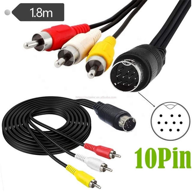 S-video Line Mini 10 PIN DIN to 3RCA Video Cable AV Cable s Terminal 10pin to 3RCA Line