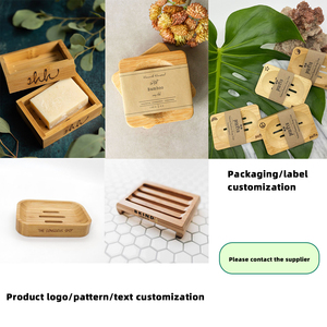 Bathroom Shower Bamboo Waterfall Kitchen Sink Custom Soap Dish Sponge Holder Wood Soap Holder <strong>Bath</strong> Soap <strong>Tray</strong> with Drain - Product Image 3