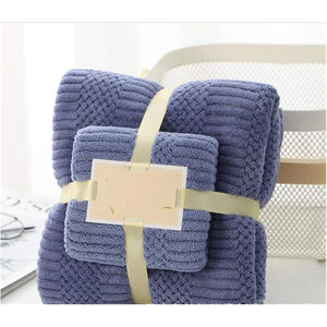 Serviette de bain parent-enfant à rayures en microfibre de haute qualité, douce et absorbante, ensemble deux pièces personnalisé - Product Image 1