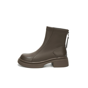 Bottines Chelsea M79151 à bout rond en cuir véritable avec fermeture éclair, semelle extérieure en caoutchouc rehaussante, doublure en microfibre, couleur unie - Product Image 5