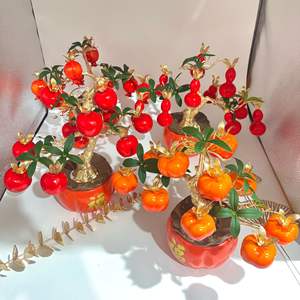 Décoration d'<span class=keywords><strong>arbre</strong></span> de kaki artificiel de style chinois, ornement de bonsaï fruit de la chance doré pour la maison, le bureau, la présentation de festival, ou comme cadeau - Product Image 4