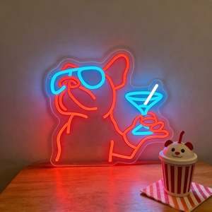 Enseigne néon LED USB dimmable en acrylique, motif <span class=keywords><strong>Chien</strong></span> avec lunettes <span class=keywords><strong>de</strong></span> soleil, pour Bar, Décoration d'espace tendance, Cadeau original, Spot <span class=keywords><strong>photo</strong></span> - Product Image 1