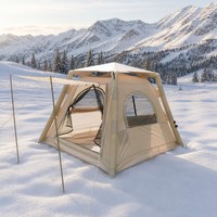 Tente de camping gonflable à montage rapide, imperméable, portable, pour la famille, avec auvent et fenêtres en maille