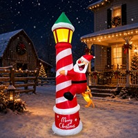 Décorations gonflables de Noël, modèle gonflable Père Noël grimpant sur un phare, aménagement ludique pour cour et pelouse