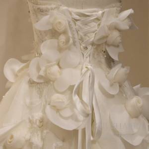 Robe de mariée de maternité personnalisable grande taille 2026, coupe A, longueur ras du sol, romantique, dos nu, <span class=keywords><strong>dentelle</strong></span>, fleurs tridimensionnelles - Product Image 6