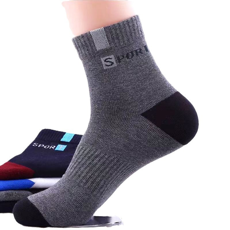 Chaussettes d'été à cylindre moyen anti-odeur, respirantes et fines en bambou Chaussettes de sport Alphabet pour hommes