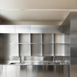 Set di Mobili da <span class=keywords><strong>Cucina</strong></span> in Acciaio Inox 304 di Alta Qualità per Ristoranti, Impermeabile, con Pannelli in Melamina Argento - Product Image 2
