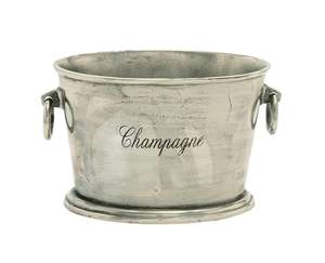 Seau à champagne en métal avec poignées latérales, finition argentée vintage, refroidisseur de boissons pour bar, fête, hôtel, restaurant - Product Image 2