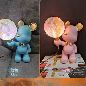 โคมไฟข้างเตียงพิมพ์ลาย 3 มิติ สไตล์นอร์ดิก ลายหมีสุดเทรนดี้ ดีไซน์มินิมอลแบบยุโรป สำหรับตกแต่งห้องนอนและโต๊ะข้างเตียง - Product Image 3