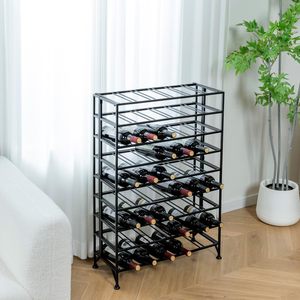 Freestanding Gray Metal <b>Floor</b> <b>Wine</b> <b>Rack</b> 9-Tier <b>Wine</b> Storage Shelf Holds 54 Bottles No Assembly Required - Product Image 3