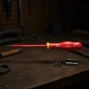 Destornillador con mango rojo de 100 mm de longitud con diseño de doble punta Phillips y punta plana para tareas de reparación de precisión - Product Image 3