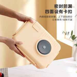 <b>Lunch</b> <b>Box</b> Rectangle Stainless Steel Lid Microwave Safe Portable For Students And Office Workers - Product Image 3