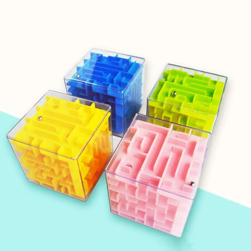 Mainan labirin teka-teki kubus 3D 5.5CM kotak permainan tangan mainan edukasi keseimbangan mainan Fidget permainan otak menyenangkan untuk anak-anak