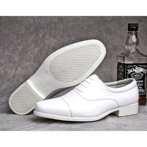 <b>White</b> Leather Men's Dress Shoes <b>Lace</b>-Up Formal Wedding Style Slip-On Comfortable Breathable Outdoor Wear - Product Image 1
