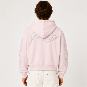 Custom Rhinestone <b>Hoodie</b> 500Gsm French Terry Zip Up Vintage Washed Oversized Boxy High Quality Custom Logo <b>Men</b> <b>Hoodie</b> - Product Image 2