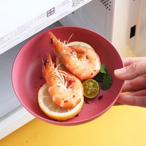 Kitchen Microwave Round Dishes <b>Dinner</b> Unbreakable Set Pp Wheat Straw Biodegradable Food Plastic Plates - Product Image 3