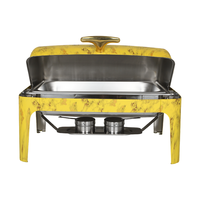 Fournitures pour hôtels et restaurants : Ensemble de réchauds de buffet rectangulaires chauffants 9L, couleur or jaune, avec motif marbré