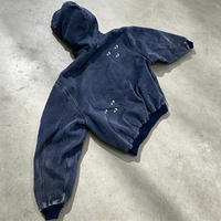 Pabrik OEM ODM Custom Cetak Logo DTG Hoodie Pria Beritsleting Grafis Oversize dengan Cetakan Hitam Hoodie Dicuci untuk Pria