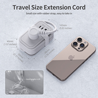 Seyahat Priz Adaptörü PD20W QC3.0 USB-C Girişleri 2 Priz 3 USB Giriş Küçük Akım Korumalı 5FT Geri Çekilebilir Uzatma Kablosu ABD