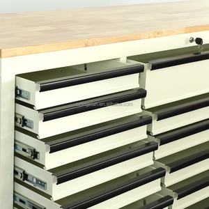 Mobiele gereedschapswagen met 18 laden, 72 inch, verrijdbare werkbank, werkplaatswagen, grote gereedschapskast met houten blad - Product Image 5