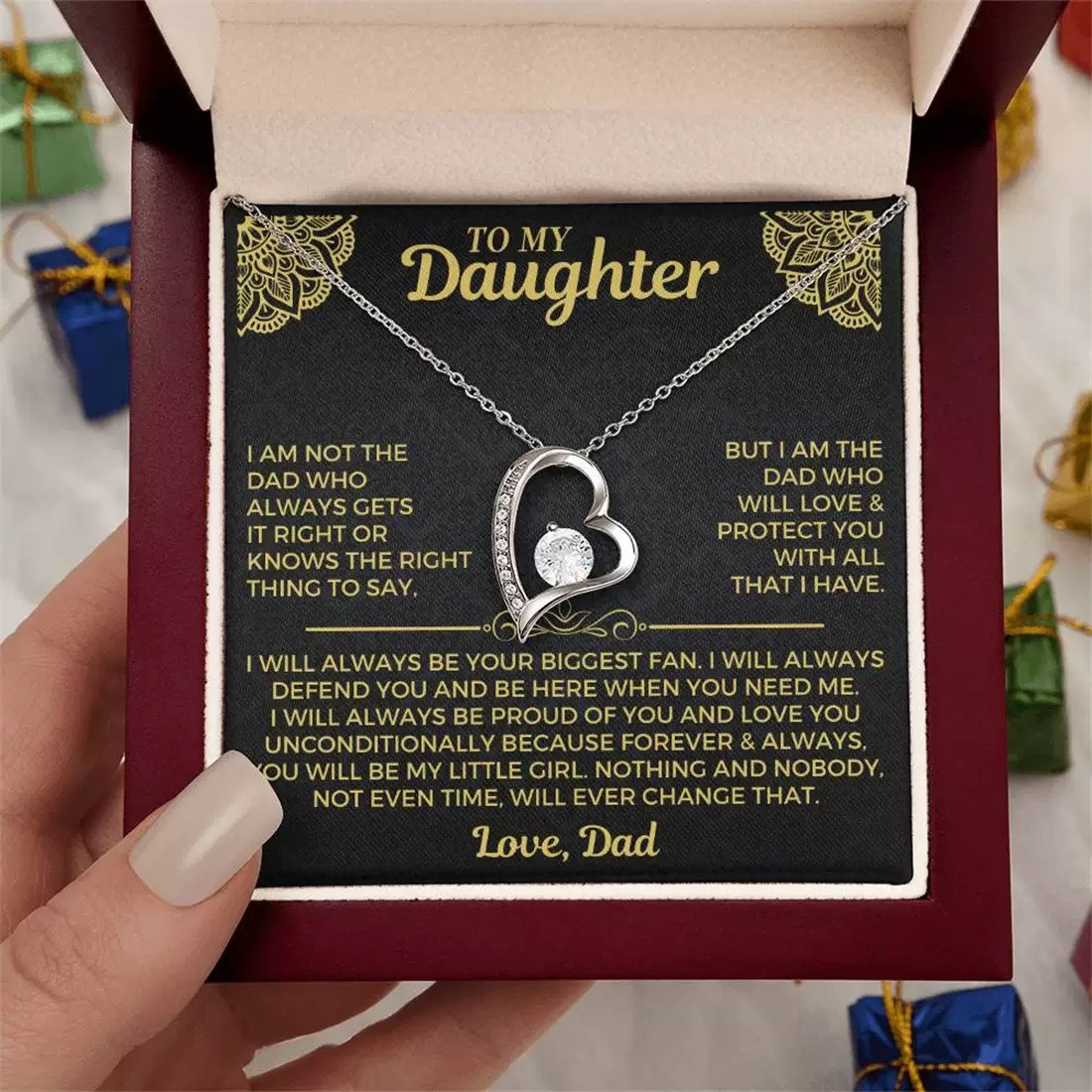 Silver Necklace with C Card Light Box