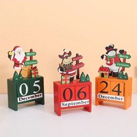 Arbre de Noël en bois avec calendrier numérique, décoration de bureau pour les fêtes et affichage toute l'année