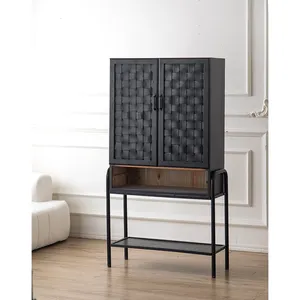 Франция стиль ретро против стены черная дверь гостиная sidebboard деревянная мебель шкаф для хранения