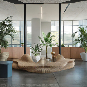 Panca Moderna Personalizzata in Legno Ondulato, Sedia Artistica alla Moda per Interni/Esterni, Ideale per Sala <span class=keywords><strong>d</strong></span>'<span class=keywords><strong>Attesa</strong></span> Ospedaliera e Decorazione - Product Image 2