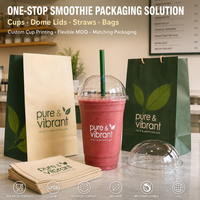 Gobelets en plastique compostables personnalisés avec logo privé, résistants aux fuites, 9oz, 12oz, 16oz avec couvercles pour boissons glacées et jus