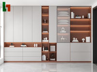 Armoire de chambre à coucher personnalisée de style Art déco haut de gamme Intérieurs élégants Incrustations de verre respectueuses de l'environnement Meubles de salon