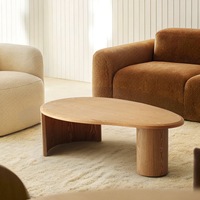 Table basse scandinave moderne en bois, table de salon nordique avec design en forme de galets