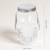 Bouteille en plastique en forme de crâne pour Halloween, réutilisable, distributeur de boissons, avec bouchon à vis pour vin, jus, thé