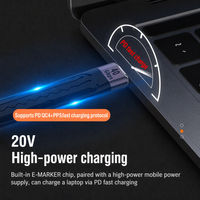 Kabel Datar FPC USB4 100W 40Gbps Tipe C ke Tipe C 13.8cm Pendek 20V E Marker 1000MB/s Pengisian Cepat Kabel Data untuk Laptop Ponsel PC