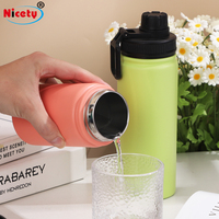 Bouteille d'eau isotherme écologique de 12 oz en acier inoxydable 304, gobelet de sport avec couvercles interchangeables pour enfants et adultes