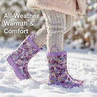 Bottes de pluie pour bébé avec poignée de traction facile, en caoutchouc naturel, imprimé floral, imperméables, antidérapantes, bottes Wellington pour filles