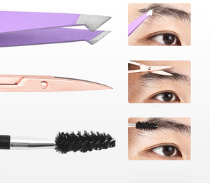 Juego de 4 Tijeras Curvas de Acero Inoxidable con Punta Puntiaguda para Cejas y Pestañas, Herramientas de Belleza - Product Image 5